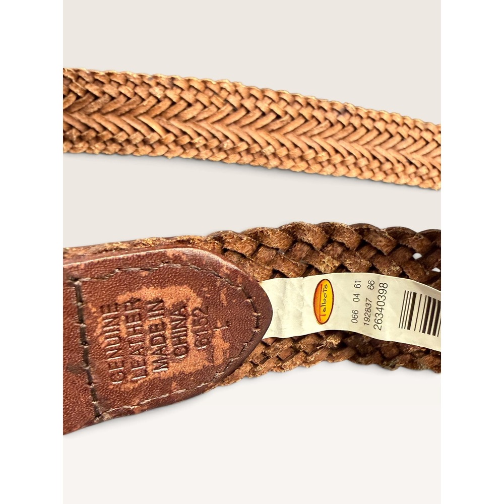 Talbots Brown Woven Braided Leather Belt Round Buckle 44" - Picture 7 of 8